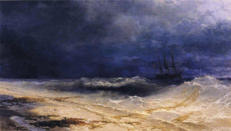 Ivan Aivazovsky Ship in a Stormy Sea off the Coast France oil painting art